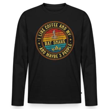 I Like Coffee And My Rat Snake And Maybe 3 People - Männer Premium Bio Langarmshirt - Schwarz - Vorne - Nico (187cm)