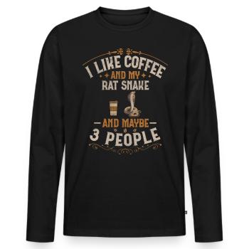 I Like Coffee And My Rat Snake And Maybe 3 People - Männer Premium Bio Langarmshirt - Schwarz - Vorne - Nico (187cm)