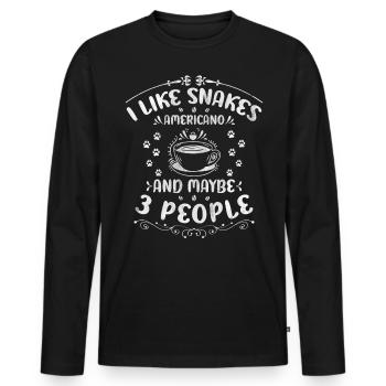 Serpents Americano et peut-être 3 personnes Boa Coffee - T-shirt manches longues Premium bio Homme - noir - Devant - Nico (187cm)