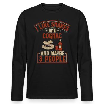 J’aime les serpents et le cognac et peut-être le serpent de 3 personnes - T-shirt manches longues Premium bio Homme - noir - Devant - Nico (187cm)