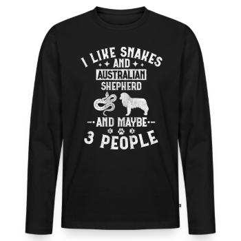 Snakes And Australian Shepherd And Maybe 3 People - Männer Premium Bio Langarmshirt - Schwarz - Vorne - Nico (187cm)