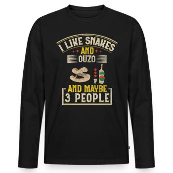 I Like Snakes And Ouzo And Maybe 3 People Snake - Men's Premium Organic Long Sleeve Shirt - black - Front - Nico (187cm)