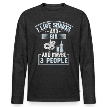 J’aime les serpents et le gin et peut-être 3 personnes serpent - T-shirt manches longues Premium bio Homme - anthracite chiné - Devant - Nico (187cm)