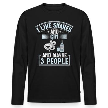 I Like Snakes And Gin And Maybe 3 People Snake - Männer Premium Bio Langarmshirt - Schwarz - Vorne - Nico (187cm)