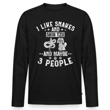 Snakes And Shih Tzu And Maybe 3 People Boa Puppy - Männer Premium Bio Langarmshirt - Schwarz - Vorne - Nico (187cm)