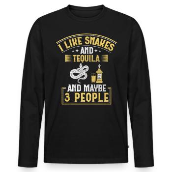I Like Snakes And Tequila And Maybe 3 People Snake - Männer Premium Bio Langarmshirt - Schwarz - Vorne - Nico (187cm)