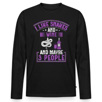 I Like Snakes And Wine And Maybe 3 People Snake - Men's Premium Organic Long Sleeve Shirt - black - Front - Nico (187cm)