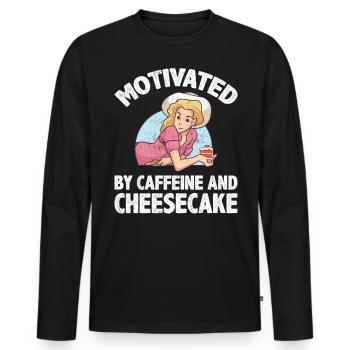 Motivated By Caffeine And Cheesecake Coffee Baker - Men's Premium Organic Long Sleeve Shirt - black - Front - Nico (187cm)