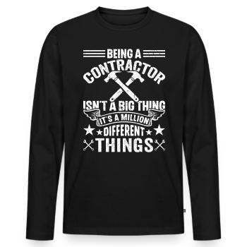 Entrepreneur général Construction Bricoleur Constructeur - T-shirt manches longues Premium bio Homme - noir - Devant - Nico (187cm)