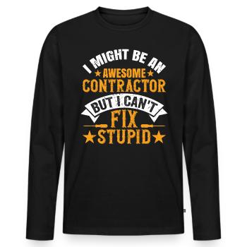 Je suis un entrepreneur génial mais je ne peux pas réparer stupide - T-shirt manches longues Premium bio Homme - noir - Devant - Nico (187cm)