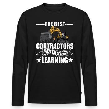 Les meilleurs entrepreneurs n’arrêtent jamais d’apprendre Bricoleur - T-shirt manches longues Premium bio Homme - noir - Devant - Nico (187cm)