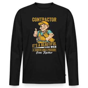 Entrepreneur général Construction Bricoleur Constructeur - T-shirt manches longues Premium bio Homme - noir - Devant - Nico (187cm)