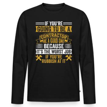 Entrepreneur général Construction Bricoleur Constructeur - T-shirt manches longues Premium bio Homme - noir - Devant - Nico (187cm)