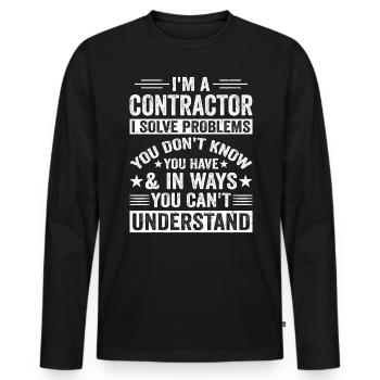 Entrepreneur général Construction Bricoleur Constructeur - T-shirt manches longues Premium bio Homme - noir - Devant - Nico (187cm)