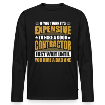 Entrepreneur général Construction Bricoleur Constructeur - T-shirt manches longues Premium bio Homme - noir - Devant - Nico (187cm)