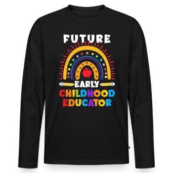 La future éducatrice de la petite enfance sera bientôt enseignante - T-shirt manches longues Premium bio Homme - noir - Devant - Nico (187cm)