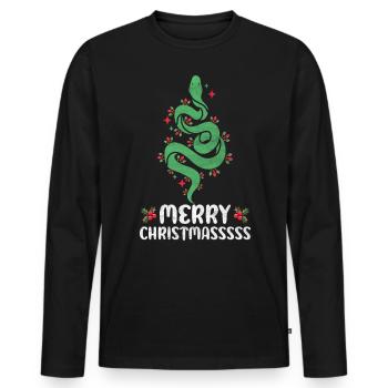 Christmas Snake Whisperer Python Reptile Serpent - Männer Premium Bio Langarmshirt - Schwarz - Vorne - Nico (187cm)