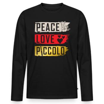 Peace Love Piccolo Marching Band - Männer Premium Bio Langarmshirt - Schwarz - Vorne - Nico (187cm)