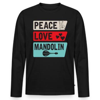 Peace Love Mandolin Banjo Mandolin - Männer Premium Bio Langarmshirt - Schwarz - Vorne - Nico (187cm)