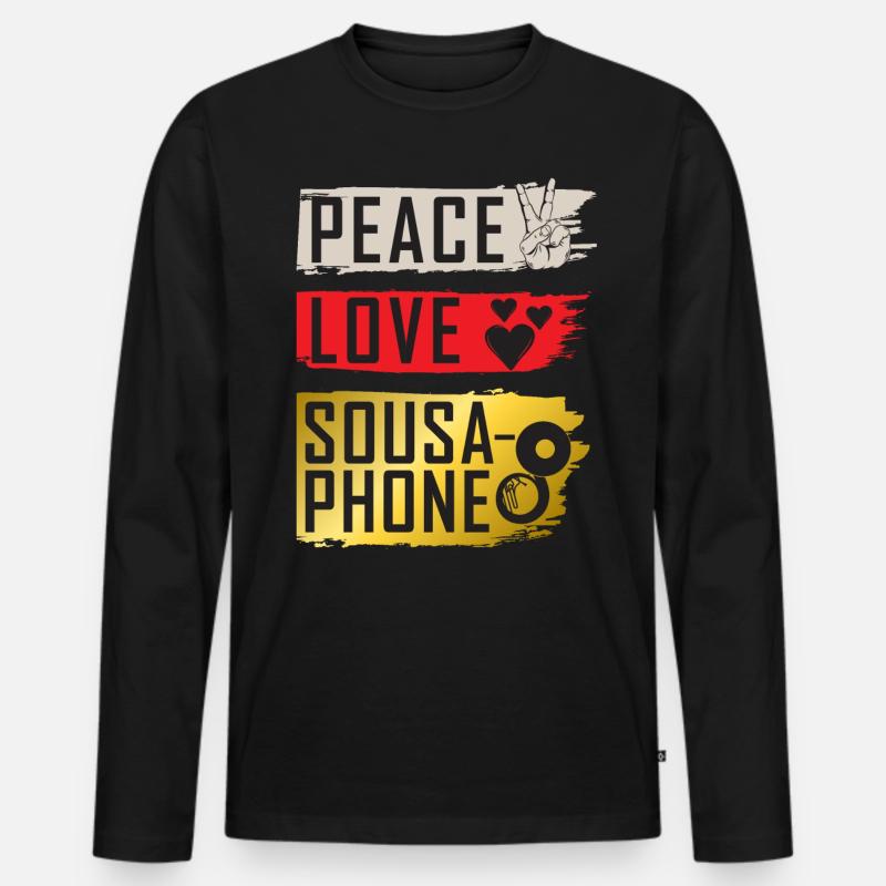 Peace Love Sousaphone Tuba Sousaphone - Männer Premium Bio Langarmshirt - Schwarz