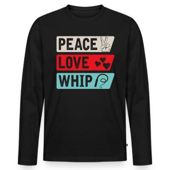 Peace Love Whip Music Instruments - Men's Premium Organic Long Sleeve Shirt - black - Front - Nico (187cm)