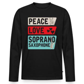 Peace Love Soprano Saxophonistes - T-shirt manches longues Premium bio Homme - noir - Devant - Nico (187cm)