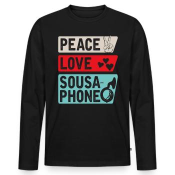 Peace Love Sousaphone Tuba Sousaphone - Men's Premium Organic Long Sleeve Shirt - black - Front - Nico (187cm)