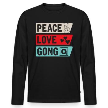Peace Love Gong Percussion Instrument - T-shirt manches longues Premium bio Homme - noir - Devant - Nico (187cm)