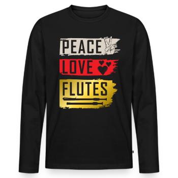 Peace Love Flutes Falutist Flute Players - Männer Premium Bio Langarmshirt - Schwarz - Vorne - Nico (187cm)