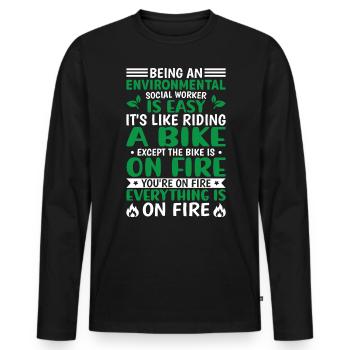 Environmental Social Worker Job Environmentalist - Men's Premium Organic Long Sleeve Shirt - black - Front - Nico (187cm)