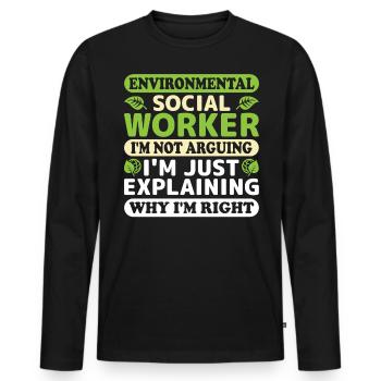 Environmental Social Worker Job Environmentalist - Men's Premium Organic Long Sleeve Shirt - black - Front - Nico (187cm)