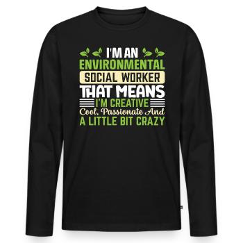 Emploi de travailleur social environnementaliste Environnementaliste - T-shirt manches longues Premium bio Homme - noir - Devant - Nico (187cm)