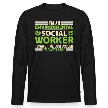 Environmental Social Worker Job Environmentalist - Men's Premium Organic Long Sleeve Shirt - black - Front - Nico (187cm)