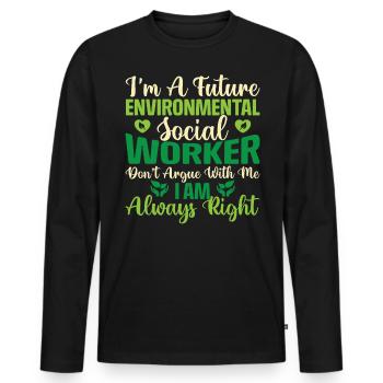 Emploi de travailleur social environnementaliste Environnementaliste - T-shirt manches longues Premium bio Homme - noir - Devant - Nico (187cm)