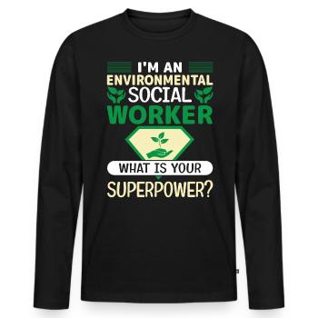 Emploi de travailleur social environnementaliste Environnementaliste - T-shirt manches longues Premium bio Homme - noir - Devant - Nico (187cm)