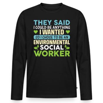 Environmental Social Worker Job Environmentalist - Männer Premium Bio Langarmshirt - Schwarz - Vorne - Nico (187cm)