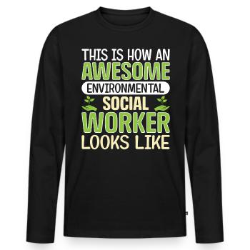 Emploi de travailleur social environnementaliste Environnementaliste - T-shirt manches longues Premium bio Homme - noir - Devant - Nico (187cm)