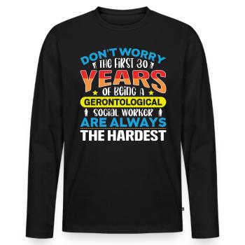 Travailleur social gérontologique Emploi Gérontologie - T-shirt manches longues Premium bio Homme - noir - Devant - Nico (187cm)