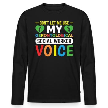 Travailleur social gérontologique Emploi Gérontologie - T-shirt manches longues Premium bio Homme - noir - Devant - Nico (187cm)