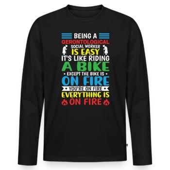 Travailleur social gérontologique Emploi Gérontologie - T-shirt manches longues Premium bio Homme - noir - Devant - Nico (187cm)