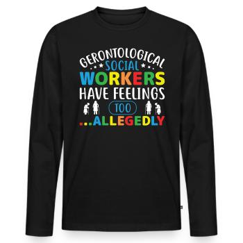 Les travailleurs sociaux gérontologiques ont aussi des sentiments - T-shirt manches longues Premium bio Homme - noir - Devant - Nico (187cm)