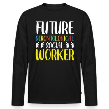 Future profession de travailleur social gérontologique - T-shirt manches longues Premium bio Homme - noir - Devant - Nico (187cm)