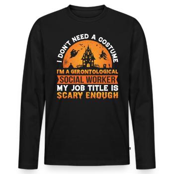 Travailleur social gérontologique Emploi Gérontologie - T-shirt manches longues Premium bio Homme - noir - Devant - Nico (187cm)