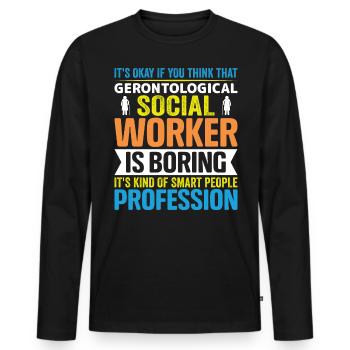 Travailleur social gérontologique Emploi Gérontologie - T-shirt manches longues Premium bio Homme - noir - Devant - Nico (187cm)