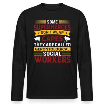 Travailleur social gérontologique Emploi Gérontologie - T-shirt manches longues Premium bio Homme - noir - Devant - Nico (187cm)