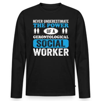 Travailleur social gérontologique Emploi Gérontologie - T-shirt manches longues Premium bio Homme - noir - Devant - Nico (187cm)
