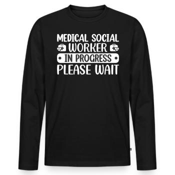 Medical Social Worker In Progress Job Occupation - Men's Premium Organic Long Sleeve Shirt - black - Front - Nico (187cm)
