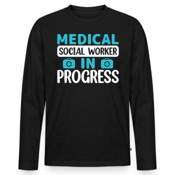 Travailleur social médical en cours Emploi - T-shirt manches longues Premium bio Homme - noir - Devant - Nico (187cm)