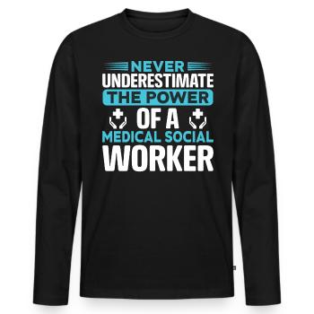 Le pouvoir d’une profession de travailleur social médical - T-shirt manches longues Premium bio Homme - noir - Devant - Nico (187cm)