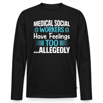 Les travailleurs sociaux médicaux ont des sentiments trop au travail - T-shirt manches longues Premium bio Homme - noir - Devant - Nico (187cm)